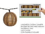 Catena Luminosa 10 Lanterne Solari in Lino – 3,6m