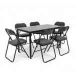 Set 6 Sedie Pieghevoli In Velluto Grigio Scuro