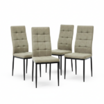 Set 4 Sedie da Pranzo Moderne – Tessuto Tortora e Struttura in Metallo Nero