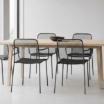 Set 4 Sedie da Giardino in Acciaio Nero Opaco