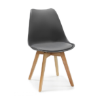 Set 4 Sedie Design Nordico – Grigia con Cuscino e Gambe in Legno Natural - immagine 2