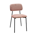 Set 4 Sedie Imbottite  – Design Moderno in Velluto Rosa e Metallo Nero - immagine 2