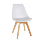 Set 4 Sedie Design Nordico – Bianco con Cuscino e Gambe in Legno Natural - immagine 2