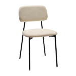 Set 4 Sedie Imbottite Moderne  – Velluto Crema e Gambe Metallo Nero - immagine 2