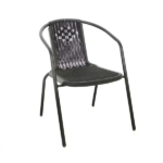 Set 4 Sedie da Giardino in Acciaio e Polipropilene Nero – Sedie da Esterno con Braccioli - immagine 2