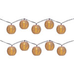 Catena Luminosa 10 Lanterne Solari in Lino – 3,6m - immagine 2