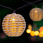 Catena Luminosa 10 Lanterne Solari in Lino – 3,6m - immagine 3