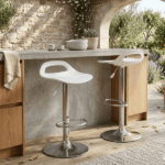 Set 2 Sgabelli Alti da Bar e Cucina – Bianco