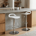 Set 2 Sgabelli Alti da Bar e Cucina – Bianco - immagine 2