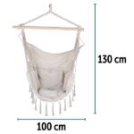 Sedia Sospesa con Barra in Legno - Crema - immagine 3