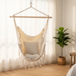 Sedia Sospesa con Barra in Legno - Crema