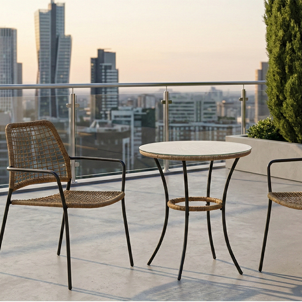 697338 (1) Set Tavolino - 2 Sedie in Rattan e Metallo - immagine 1