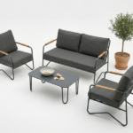 Set Salotto Con 2 Poltrone  Divano e Tavolino-Antracite - immagine 2