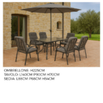 Set Tavolo Con 6 Sedie + Ombrellone - Grigio - immagine 5