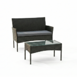 Set Tavolino con 2 Poltrone e Divano - Grigio Scuro - immagine 2