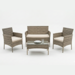 Set Tavolino Con 2 Poltrone e Divano - Tortora - immagine 2