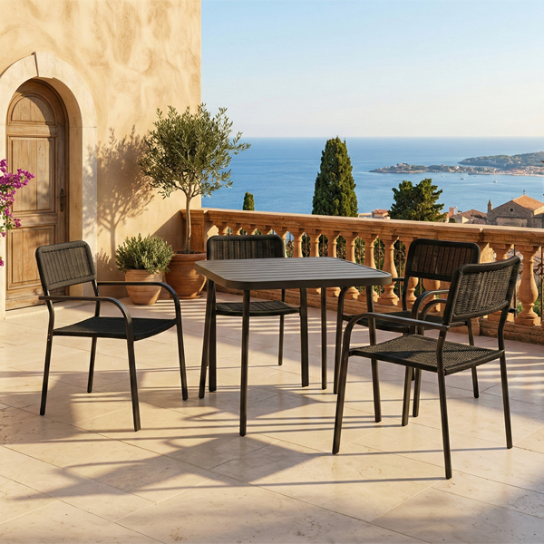 781507 (1) Set Tavolo Con 4 Sedie - Antracite - immagine 1