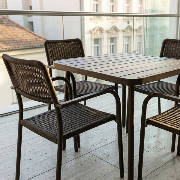 781508 (1) Set Tavolo Con 4 Sedie - Marrone - immagine 1