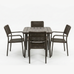 Set Tavolo Con 4 Sedie - Marrone - immagine 3