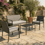 Set Tavolo Con Panchina e 2 Poltrone - Antracite