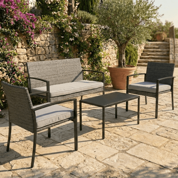 784200 (1) Set Tavolo Con Panchina e 2 Poltrone - Antracite - immagine 1