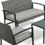 Set Tavolo Con Panchina e 2 Poltrone - Antracite - immagine 2