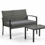 Set Tavolo Con Panchina e 2 Poltrone - Antracite - immagine 3