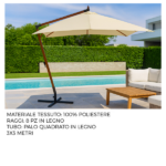 Ombrellone Legno 3mt x 3mt Con Carrucola - Ècru - immagine 3