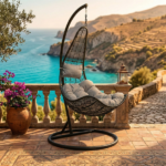 Poltrona Dondolo con Cuscini Grigio