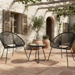 Set Tavolino  Ø 50 Cm Con 2 Poltrone