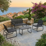 Set Panchina Con Tavolo e 2 Poltrone