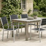 Sedia In Acciaio Bianca Con Doghe Effetto Legno - immagine 4