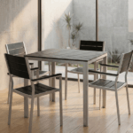 Tavolo Quadrato  Bianco Con Top Effetto Legno - immagine 2