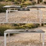 Tavolo Allungabile Bianco Con Top Effetto Legno