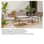 Set Panchina Con 2 Sedie e Tavolo Effetto Legno - Tortora - immagine 4