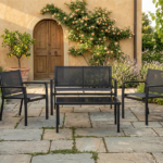 Set Panchina Con 2 Sedie e Tavolino - Antracite