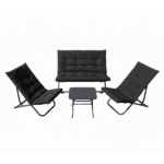 Set Tavolino Con Divano E 2 Poltrone - Antracite - immagine 5