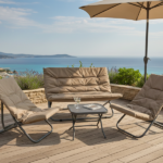 Set Tavolino Con Divanetto e 2 Poltrone -Antracite/Tortora