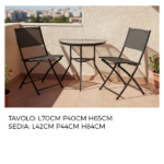 Set Tavolino a Mezza Luna Con 2 Sedie