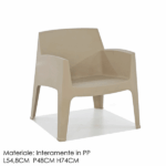 Poltrona da Giardino in Plastica Color Tortora con Braccioli - immagine 3