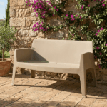 Panchina da Giardino in Plastica Color Tortora a 2 Posti da Esterno