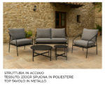 Set Divano Con 2 Poltrone + 2 Tavolini -Antracite - immagine 2