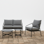 Set Divano Con 2 Poltrone + 2 Tavolini -Antracite - immagine 3