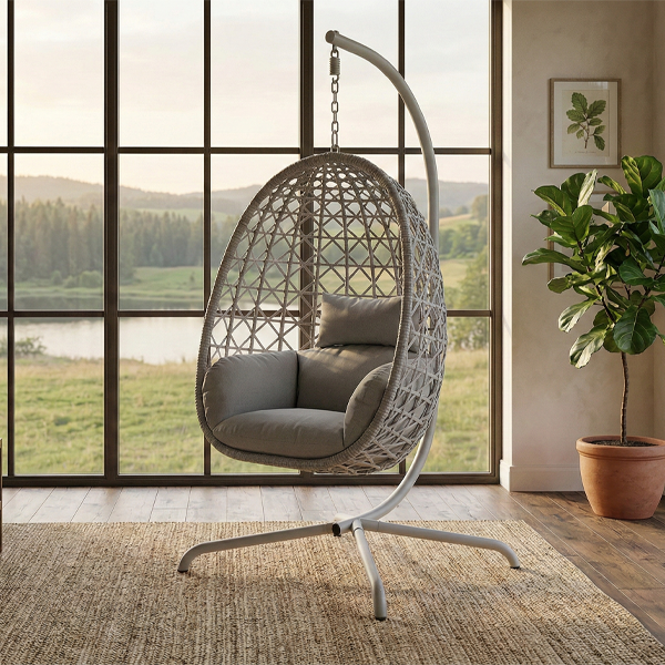 809001 (1) Poltrona Dondolo Con Cuscini Ècru - immagine 1