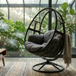 Poltrona Dondolo Con Cuscini Grigio