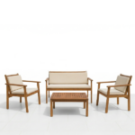 Set Con Panchina e 2 Poltrone In Legno Di Acacia - immagine 2