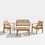 Set Panchina Con 2 Salotti + Tavolino  In Legno Di acacia - immagine 2