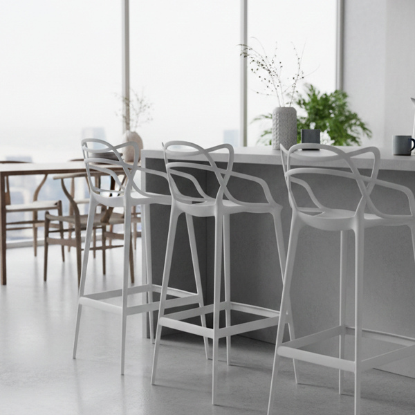 KS-010_ Set 4 Sgabelli in Polipropilene - Bianco - immagine 1