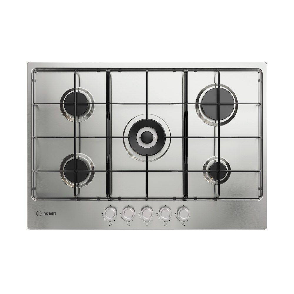 950830 Indesit THP 752 W/IX/I 1: Piano Cottura a Gas da 75 cm con Bruciatore Doppia Corona - immagine 1