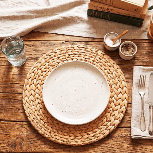 596285 Tovaglietta intrecciata 2 Tovaglietta Tonda in Giacinto d'Acqua Naturale 35 cm - immagine 1